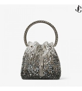 BON BON Black Satin Bag with Crystals