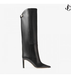 ALIZZE KB 85 Fekete, Sima Bőr térdig érő Csizma Őszi Kollekció