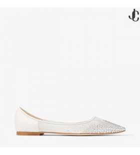 A szerelem Lapos Flache Schuhe aus kristallverziertem Netzstoff a Weiß für die Braut