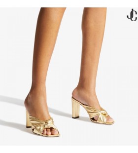 AVENUE 85 Gold Metallic Nappa Leather Mules Summer Collection