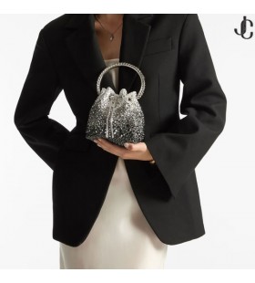 BON BON Fekete Szatén Táskát Kristályokkal