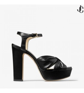 HELOISE 120 Dubh Nappa Leathair Ardán Sandals Bailiúchán Samhraidh