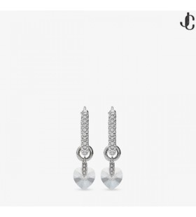 Croí Fonsaí Silver-Chríochnú Croí Fonsa Earrings le Criostail