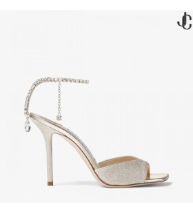 Saeda Sandal 100 Platanam Ice Dusty Glitter Sandals le Embellishment Criostail