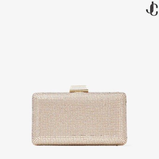 Miele Oro Suede Clutch con Cristalli CLEMMIE Estate 2022 collezione