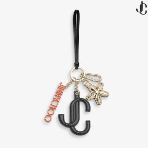 Nero E Arancione In Pelle Di Vitello Star Logo Borsa Fascino