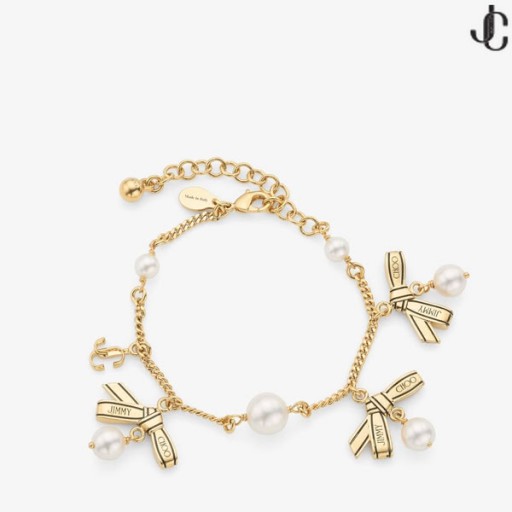 Multi Charm Nastro Braccialetto in Metallo Oro Braccialetto di Fascino con Nastri & Perle