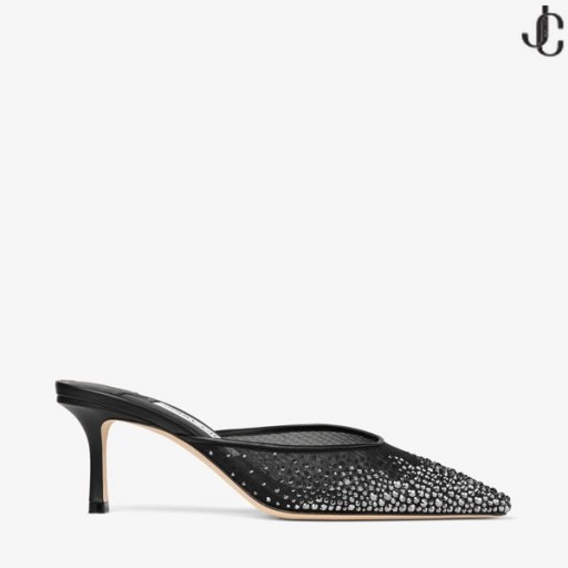 Vivi 65 Black Crystal Mesh Muli