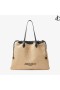 Drawstring Tote L Molle Naturale di Rafia Tote con superficie Liscia in Pelle di Vitello con Logo Jimmy Choo
