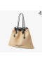 Drawstring Tote L Molle Naturale di Rafia Tote con superficie Liscia in Pelle di Vitello con Logo Jimmy Choo