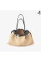 Drawstring Tote L Molle Naturale di Rafia Tote con superficie Liscia in Pelle di Vitello con Logo Jimmy Choo