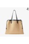 Drawstring Tote L Molle Naturale di Rafia Tote con superficie Liscia in Pelle di Vitello con Logo Jimmy Choo
