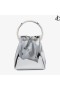 BON BON Specchio d'Argento Tessuto di Mini Bag con Manico in Metallo