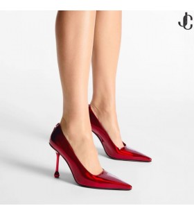 Ixia 95 Ruby Red Leather Pumps