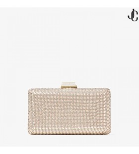 Miele Oro Suede Clutch con Cristalli CLEMMIE Estate 2022 collezione