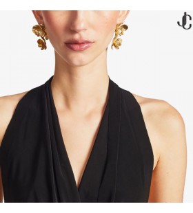 PETALO DOPPIO ORECCHINO Oro-Finitura Orecchini con Cristalli e Perle Abbellimento Nuova Collezione