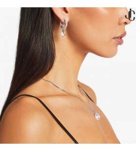 Cuore Cerchi Argento-Finitura Cuore Orecchini a Cerchio con Cristalli