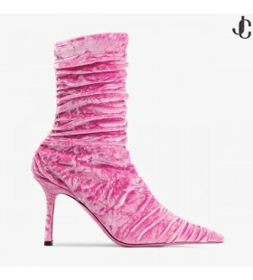 Lotta AB 85 Magenta chiaro in Velluto Caviglia Stivali