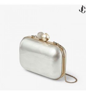 NUVOLA Avorio madreperla Clutch con Cristalli Chiusura Collezione Estiva