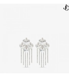 Cuore Goccia Orecchino d'Argento-Finitura Cuore Orecchini con Cristalli