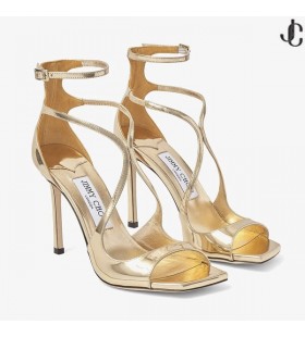 Oro, Metallo Liquido, Sandali di Cuoio AZIA 110 Autunno 2022 Collezione