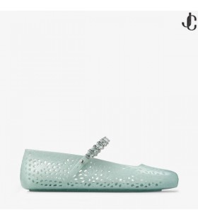 La Gelatina di Luce Verde Jelly Ballerine con decorazione di Cristallo