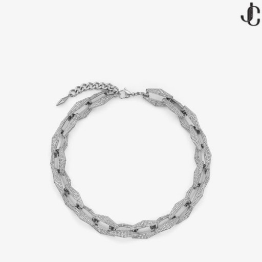 ダイヤモンドチェーンネックレスシルバー仕上がりチェーンネックレスとタへの結晶集