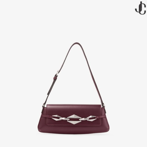 ダイヤモンド肩ガーネットでの子牛の革ミニバッグ