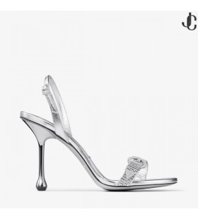 Tabatha95銀の金属Nappa革草履