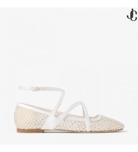 アストリア平面白い結晶サテンメッシュ干潟