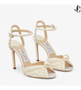 Sacora100ブライダルホワイトサテンサンダル英国