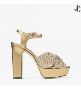 Heloise 120 Gold Metallic Nappa Leather Platform Sandals