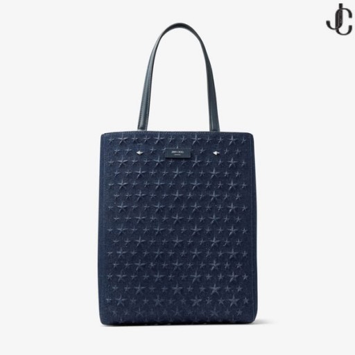 Lenny Mørk Denim/Sølv Preget Denim Tote Bag