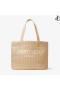 Stranden Tote-E/W Naturlig Raffia Brodert Tote Bag