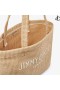 Stranden Tote-E/W Naturlig Raffia Brodert Tote Bag
