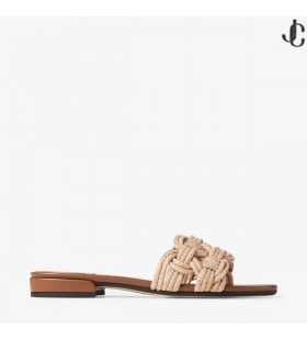 Chara Flatskjerm Tan Skinn og Hekle Raffia Skyv