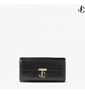 AVENUE LOMMEBOK/CHAIN Svart Skinn Lommebok med Pearl Stropp Sommer Kolleksjon