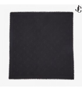 Sort Silke og Ull Jacquard Sjal EMANI Vinter 2021 samling