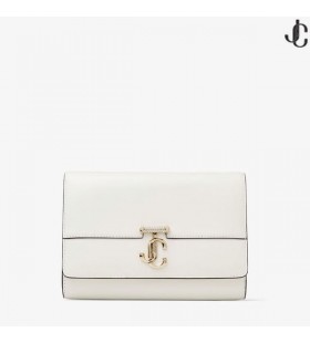 Latte Boksen Skinn Clutch Bag med Krystall-Embellished Light Gold JC Emblem AVENUE CLUTCH Sommeren 2022 samling