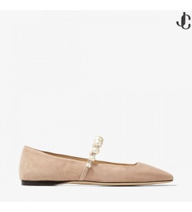 Ballett Rosa Semsket skinn Leiligheter med Pearl Embellishment ADE FLATSKJERM Høy om Sommeren 2021