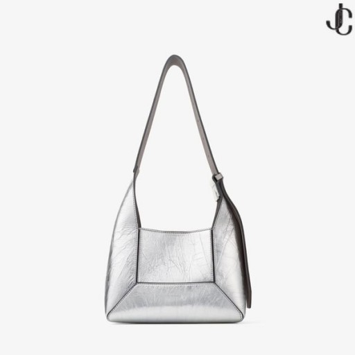 Diamentowa torba Hobo/S Silver Vintage Z Metalizowanej Skóry Przez ramię