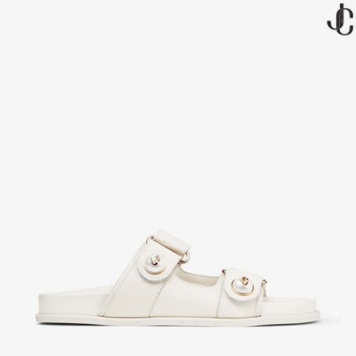 Letnie Sandały na płaskiej podeszwie z Czarnej skóry z Perłowym Ozdobą FAYENCE SANDAL