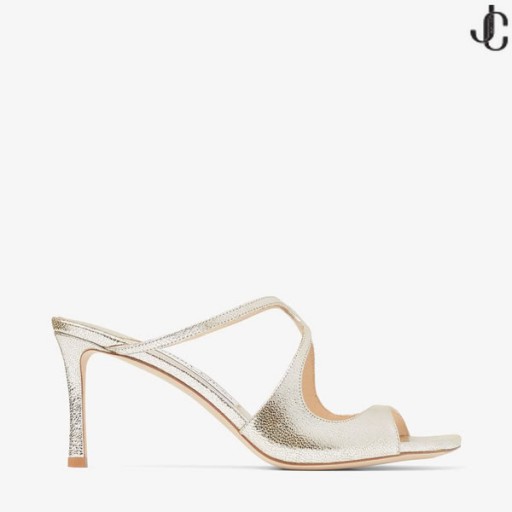 Skórzane мюли z cekinami w kolorze szampana ANISE 75 Wiosenna kolekcja 2022 roku