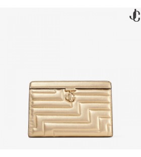 Złoty Pikowana etui z Metalizowanej skóry Nappa z jasno-złote logo JC VARENNEPOUCHRBA008937POUCH Jesienna kolekcja 2022 roku