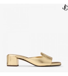 Sandały Dina 45 Złotą Metalizowaną Skóry Mule