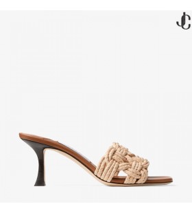Sandały Chara z brązowej skóry i dzianiny szydełkiem рафии Mule 70