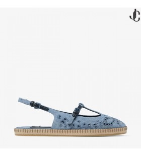 Эспадрильи z denimu Amiee Flat Blue Haze z haftem Sangallo