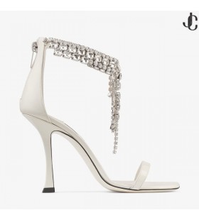 Sandały Verity Sandal z Lakierowanej skóry 100 Latte z Kryształami