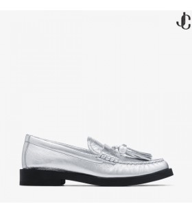 Addie/Pearl Silver Metallic Leather Loafers