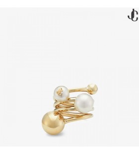 Metalowy pierścień z złotym wykończeniem i pereł JC Multi Pearl Ring Biżuteria Collection